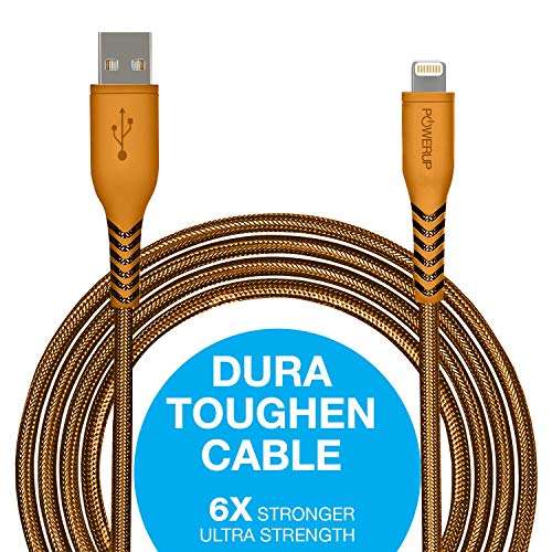 POWERUP® MFi Certified 1.5 Meter Sync and Charge Nylon Extra Tough Unbreakable Braided USB A Cable Compatible with iPhone 11/11 Pro/11 Pro Max/X/XR/XS/XS Max & SE (2020) - Orange 4