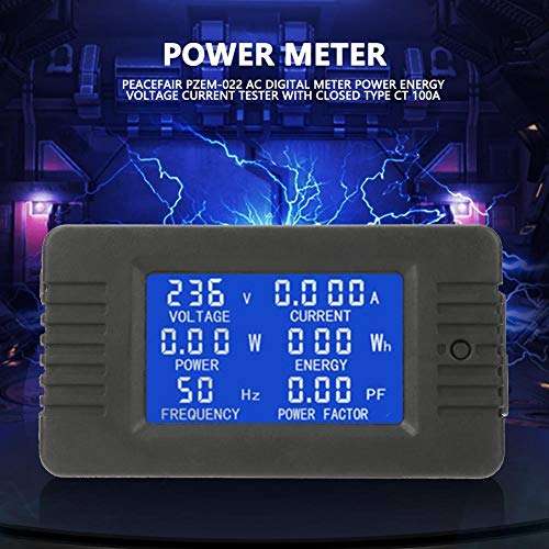 Enrilior PEACEFAIR PZEM-022,AC Digital Meter Power Energy Voltage Current Test with Closed Type CT 100A 2