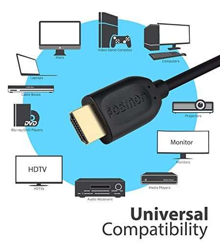 Fosmon 4K HDMI Cable 25FT/7.5M, HDMI 2.0 Cable 4K@60Hz/2160p Support 18Gbps, HDCP, 3D, ARC, Dolby TrueHD, 30AWG Compatible with UHD TV, PC Monitor, Console, PS4, PS5, Xbox 360/One/X/S, Nintendo Switch 5