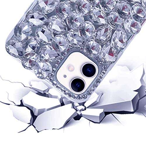 Bonitec for iPhone 11 Case 3D Glitter Sparkle Bling Case for Women Luxury Shiny Crystal Rhinestone Diamond Bumper Clear Gems Protective Case Cover 4