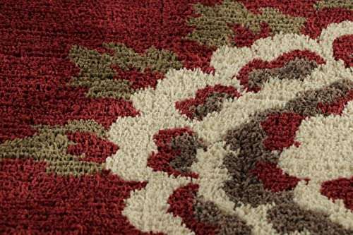 Riviera Large Bath Mat Soft Luxurious Extra Large Polyester Anti Skid Rubber Back | Bathroom Entrance, Bedroom, Living Room, Kitchen, Hall and Shower | Machine wash Red Floral Design (4 X 2.25 Feet) 3