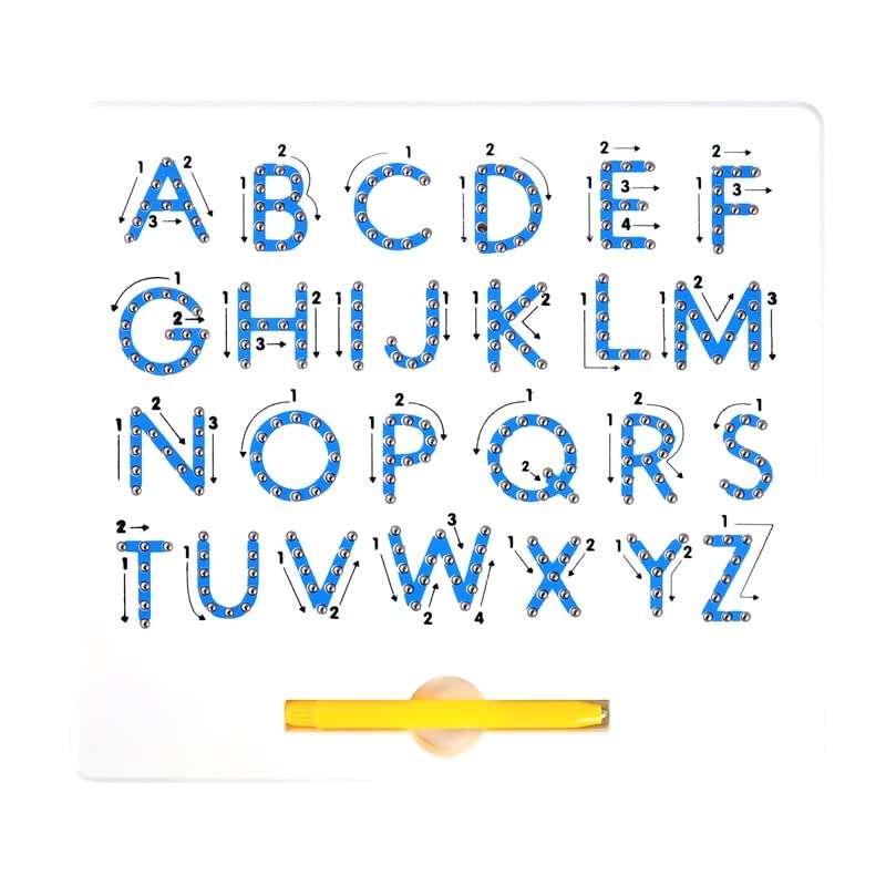 KASBA Magnetic Drawing Board, Magnetic Alphabet Letter Tracing Board- Educational ABC Letters Read Write Learn Preschool Gift Made in India-Upper case