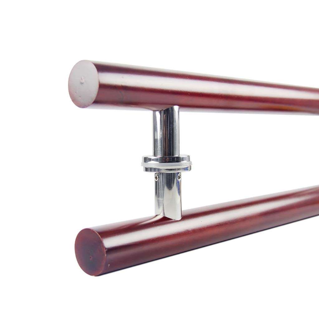 Glass Door Handle, Solid Wood Round Tube Commercial Push-Pull Door Handle/Home Sauna Door Handle - Wine Red, 3 Lengths (Size : Length 800mm/31.5inch) 2