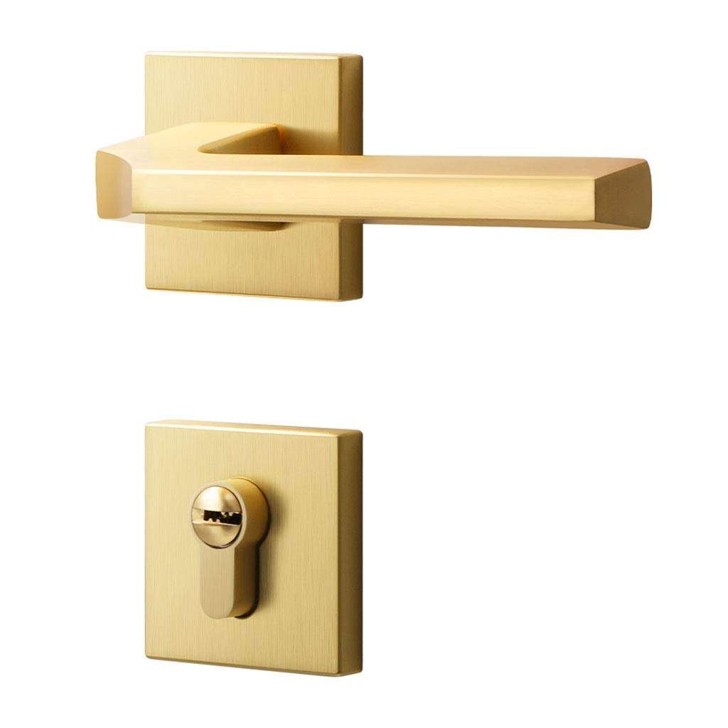 Toy Door Handle with Lock and Key Handleset with Lever Door Handle Door Lever Lock Reversible for Right and Left Indoor and Outdoor Door Lock in Gold Door Handle Entrance Lever with Modern Design 1