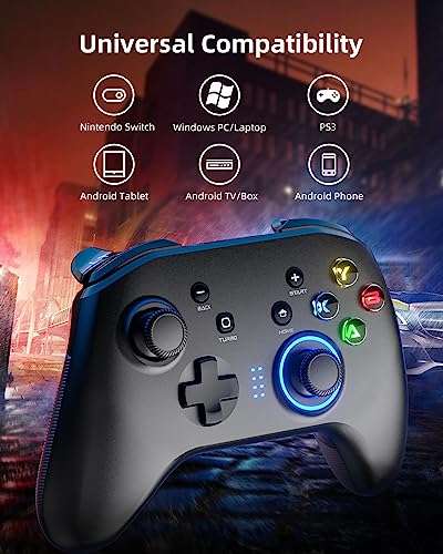 Forty4 Wireless Gaming Controller, Game Controller for PC Windows 7/8/10/11, PS3, Switch, Dual-Vibration Joystick Gamepad for Computer 6