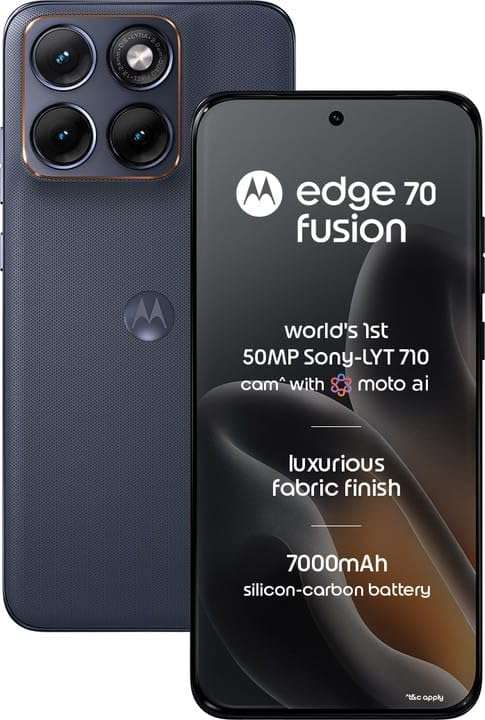 Motorola Edge 70 Fusion 5G (Pantone Silhouette, 8GB RAM, 128GB Storage) | AI Features | 6.78-inch 144Hz AMOLED | Snapdragon 7s Gen 4 | 50MP + 13MP Camera | 32MP Selfie | 7000mAh | 68W TurboPower 2