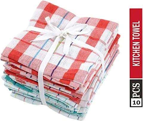 Generic Cleaning Cloth Multipurpose Kitchen Towels Cotton Dish Napkin - Machine Washable - Multi Coloured (Pack of 10) 2