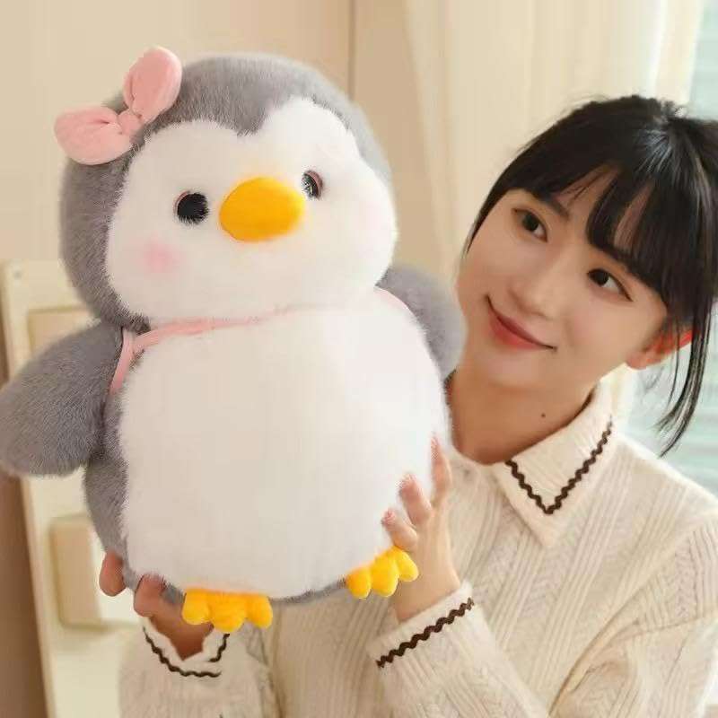 SCOOBA Adorable Penguin Soft Toy with Bag 35cm (Grey Penguin with Bag) 4