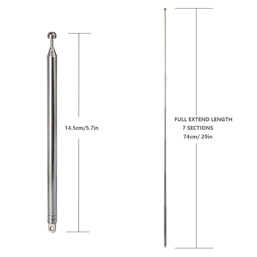 EJOYS 7-Sections 22'' Telescopic FM Antenna Replacement Compatible with Indoor Portable Radio Bluetooth Stereo Receiver AV Audio Vedio Home Theater Receiver Power Amplifier System Tuner (2-Pack) 2