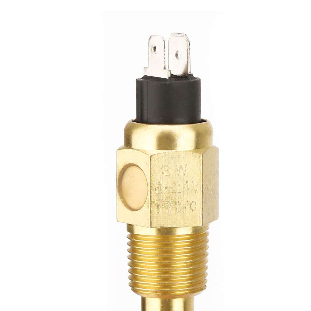 ViaGasaFamido Water Temp Sensor 6-24V 3W 3/8 NPT Brass Engine Water Temperature Sensor Generator Part Fit for 103 ±3 Protective Threshold 38℃-120℃ Measuring Range 2