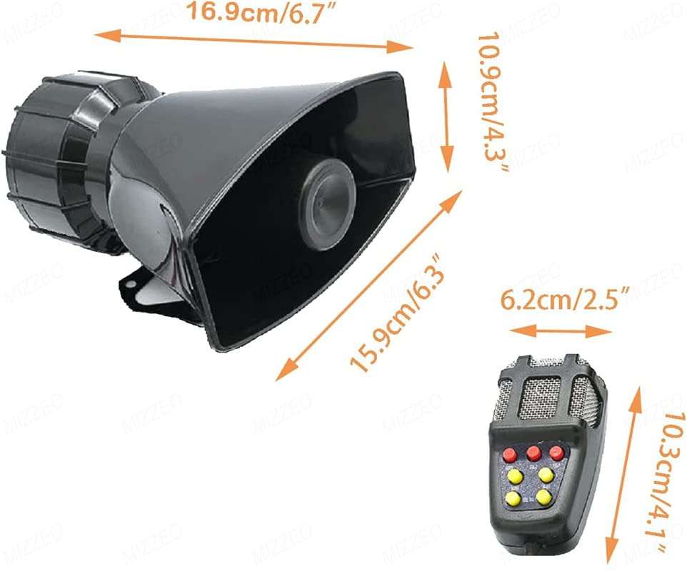 MIZZEO Car Siren Speaker, 12V 80W 7 Tones Car Siren Horn Speaker and Mic PA Speaker System Compatible with Maruti WagonR Stingray (2010-2017) 5
