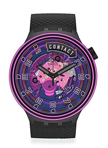 Swatch Big Bold Lacquered Unisex Watch Casual Plastic Black Automatic Waterproof Touchdown