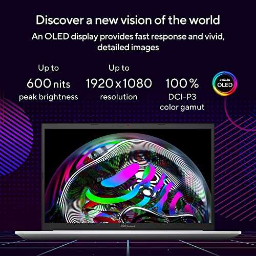 ASUS Vivobook Pro 15 OLED, AMD Ryzen 7 5800H, 15.6" (39.6 cm) OLED, Creator/Gaming Laptop, Thin & Light Laptop (16GB/1TB SSD/4GB RTX 3050/Win11/Fingerprint/Silver/1.65 kg),M3500QC-L1712WS 4