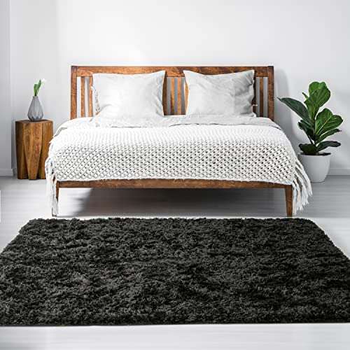 Signature Loom Fluffy Shaggy Area Rug 6x9 – Soft Fuzzy Velvet Rugs for Girls Bedroom – Shaggy Carpet for Kids Room with Non-Slip Bottom – Soft Fluffy Throw Rug Indoor Living Room Carpet, Grey 4