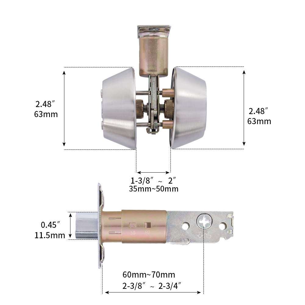 Single Cylinder Deadbolt Dead Bolt - Keyed Dead Bolt for Doors,Entry Door Lock with Key One Side，Stainless Steel Dead Bolt Locks for Exterior Doors,Rotation of The Inner.(Silver, Single Cylinder) 5
