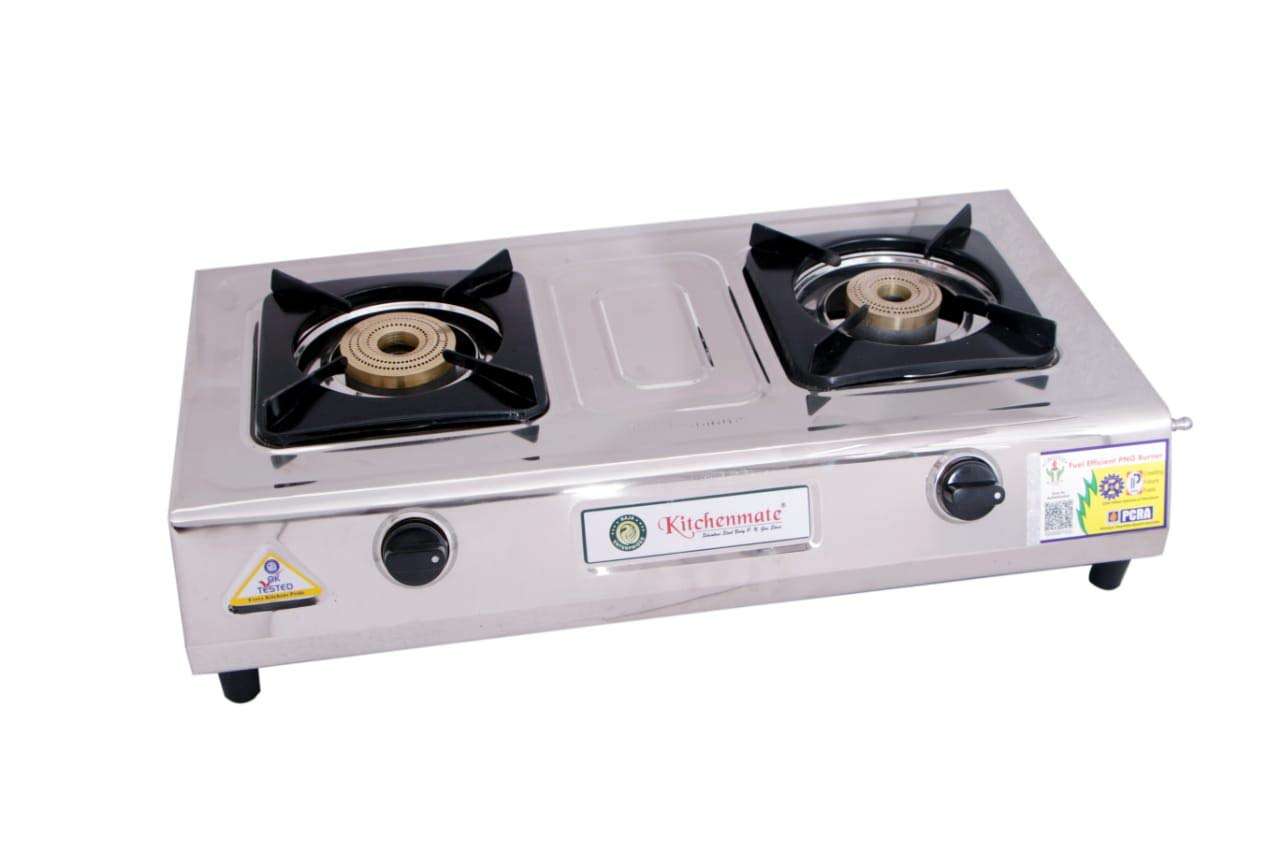 Kitchenmate Manual Classic Png 2 Burner Stainless Steel Body Gas Stove, Silver 1