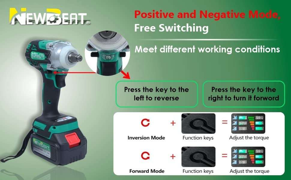 New Beat Cordless Brushless Impact Wrench Kit Set, 3200RPM High Torque Impact Gun 330N.m Torque, Li-ion Battery 21V 3.0Ah Electric Impact Wrench Multipurpose Use, Screw Driver, Universal Sleeve 4