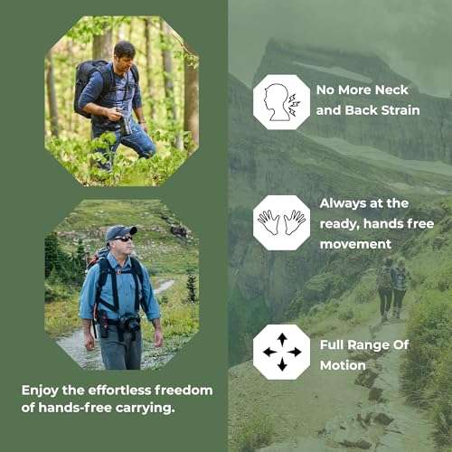 Nyack Exchange Camera and Binocular Harness| Raven | USA Made, Quick Release, Adjustable Straps for Hiking, Birding, Hunting 6
