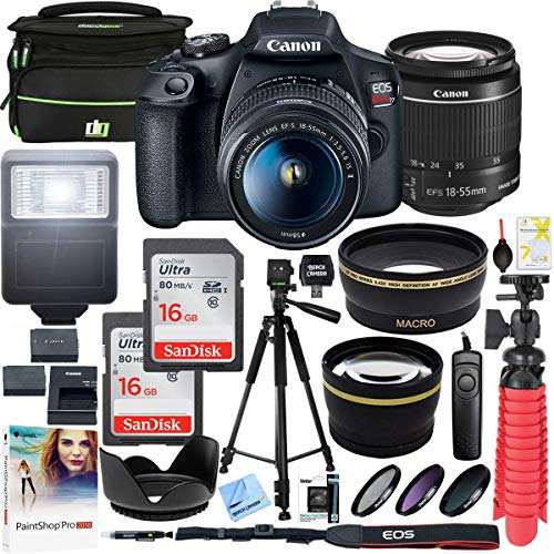 Canon EOS Rebel T7 DSLR Camera with EF-S 18-55mm f/3.5-5.6 is II Lens Plus Double Battery Tripod Cleaning Kit and Deco Gear Deluxe Case Accessory Bundle 1