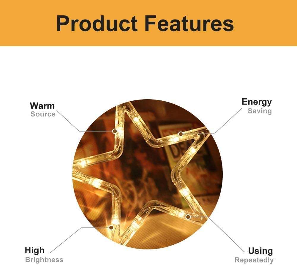 Dripping Colors 12 Stars 138 LED Curtain Lights with 8 Flashing Modes for Home Decoration - Warm White 4