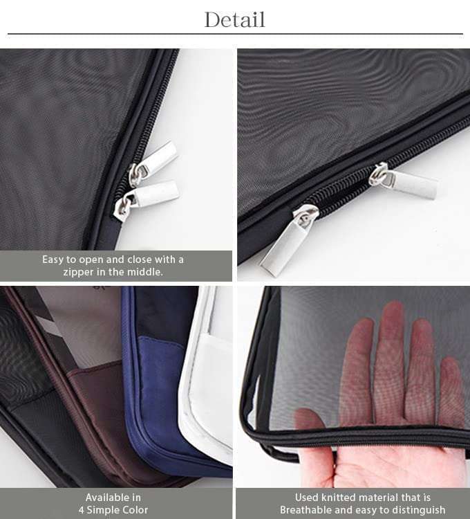 Sevia Translucent Student Pen Pencil Case Stationery Storage Bag Nylon Zipper A4 Office File Paper Folder Bag Important Documents Organizer Holder Mesh Bag Pouch Travel Organizer (Multicolor) 4