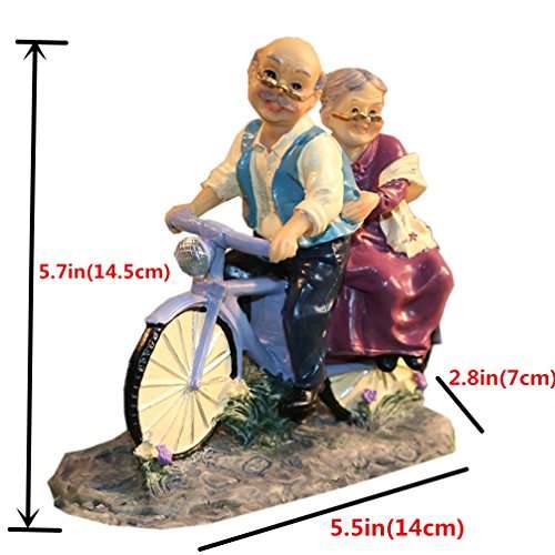Nanxin Love Grandparents Parents Anniversary Wedding Gift Resin Loving Elderly Couple Figurines Decoration Old Age Life Home Decor for Bedroom Living Room with Gift Card (Bicycle) 2