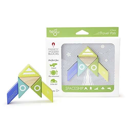 6 Piece Tegu Travel Pal Magnetic Wooden Block Set, Spaceship 2