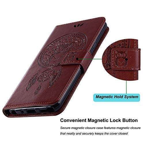 Sidande for Moto G7 Play Case, for Moto G7 Optimo Case, [Wrist Strap] Luxury PU Leather Wallet Flip Protective Phone Case Cover with Card Slots and Stand for Motorola Moto G7 Play Phone Brown 4