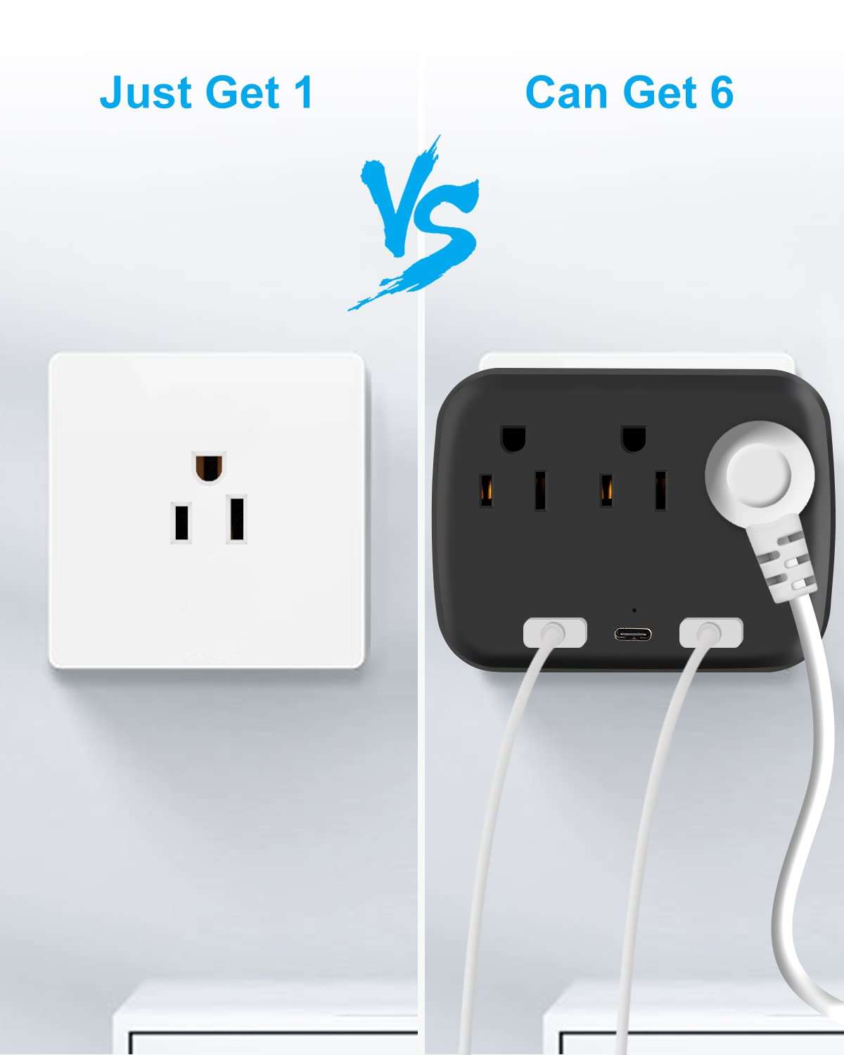 Outlet Extender, Surge Protector, Converter Multi-Plug Outlet Splitter with USB C Ports, USB Wall Charger for Home Office Accessories, Dorm Room Essentials Black 5