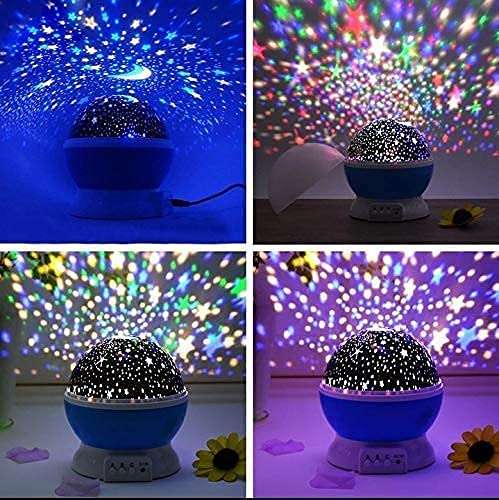 Taniry Romantic Sky Star Master Night Projector Lamp with USB 9 Colour 4 LED Rotation Baby Sleep Lighting USB Lamp Led Projection for Diwali Decor,Kid's Room, Home Decor (Multicolour) 3