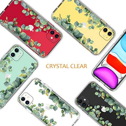ZADORN iPhone 11 Case with Screen Protector and Camera Cover,Fashion Designs for Women Girls,Soft TPU Bumper Protective Trendy Phone Case for iPhone 11 6.1",Beautiful Green Leaves 5