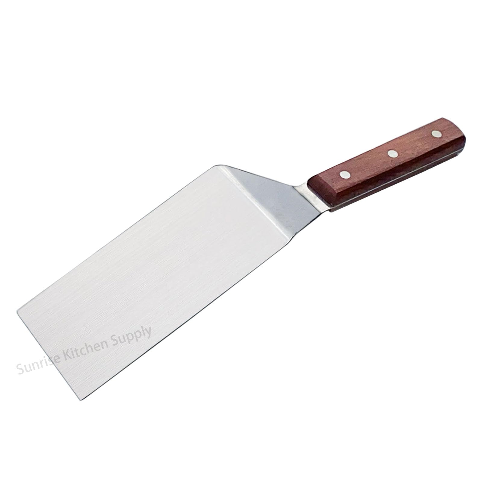 Sunrise Kitchen Supply Stainless Steel Turner Spatula & Meat Fork with Wood Handle (6"x3" Spatula) 4