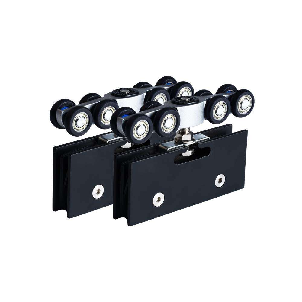 Black Glass coap Sliding Door Hardware Aluminum Track Suit for 10-12 Thickness Tempered Glass 1
