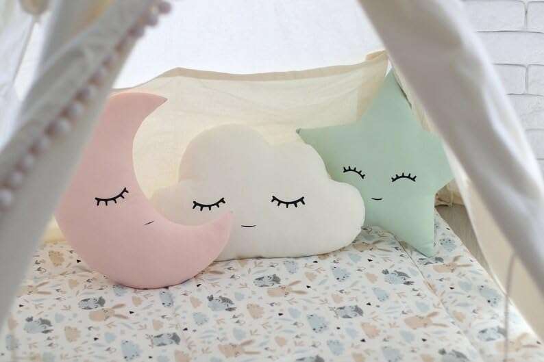 Sanwaliyaji Collection Soft Plush Cloud Moon & Star with Embroidered Cotton Poly-Fiber Filling Shaped Baby Pillow Kids Cushion Soft Toy Pillow Multicolor - Set of 3â€¦ 4
