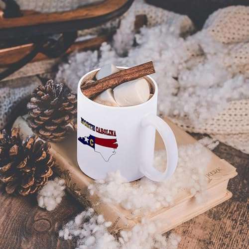 3dRose mug_58753_1 "North Carolina state flag in the outline map and letters for North Carolina" Ceramic Mug, 11 oz, Multicolor 6