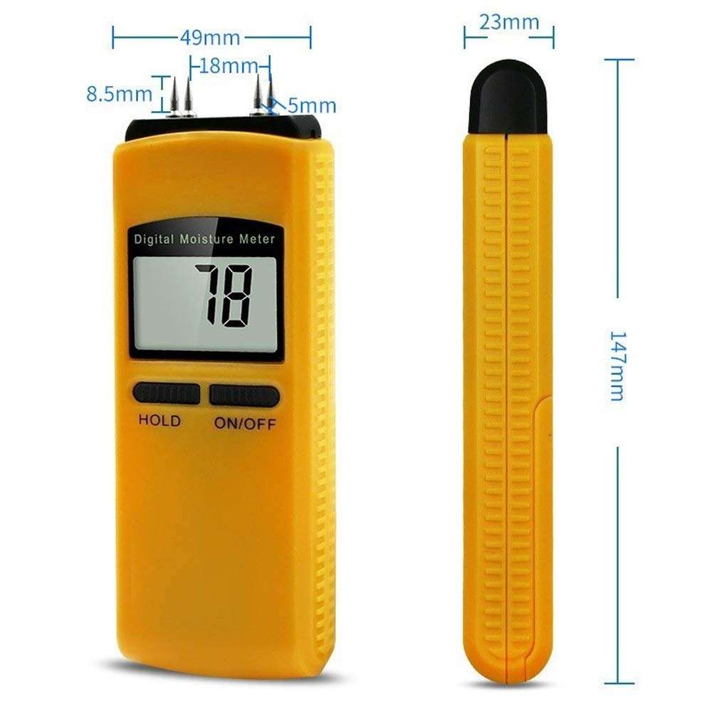 WZCUICAN Moisture Meters 4Pins Digital Wood Moisture Meter Tree Bamboo Paper Meter Tester Tree Detector Humidity Tester Timber Damp Detector 6
