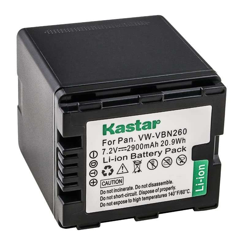 Kastar Battery (1-Pack) for Panasonic VW-VBN260 Work with Panasonic HC-X800 HC-X900 HC-X900M HC-X910 HC-X920 HC-X920M HDC-HS900 HDC-SD800 HDC-SD900 HDC-TM900 Cameras