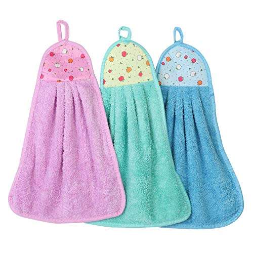 YUKU Microfiber wash Basin Hanging Hand Kitchen Towel Napkin with Ties, 40 x 28 cm,Color,Assorted (3) 1