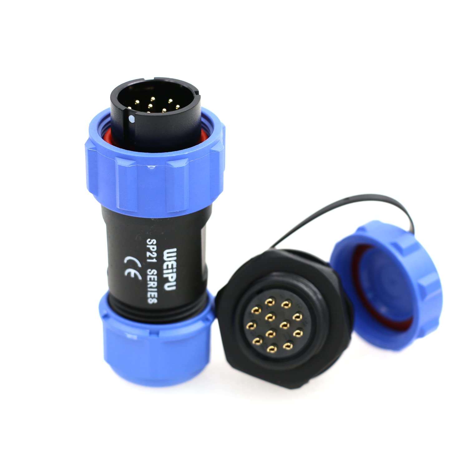 SZRMCC SP21 12Pin Waterproof Connector IP68 Circular Aviation Plug Socket High Voltage Industrial Power Cable Connector for LED Lighting/Marine/Automotive Outdoor Devices