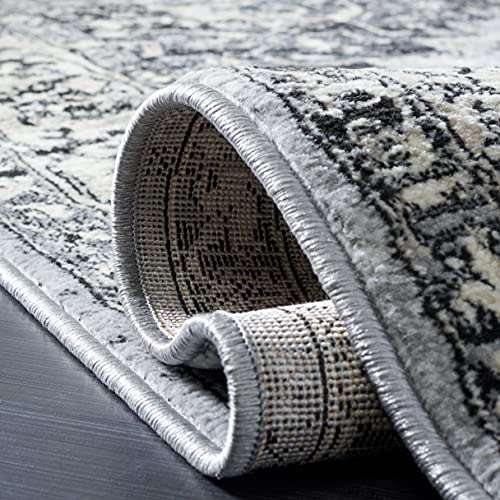 SAFAVIEH Brentwood Collection Accent Rug - 3' x 5', Grey & Black, Medallion Distressed Design, Non-Shedding & Easy Care, Ideal for High Traffic Areas in Entryway, Living Room, Bedroom (BNT851H) 4