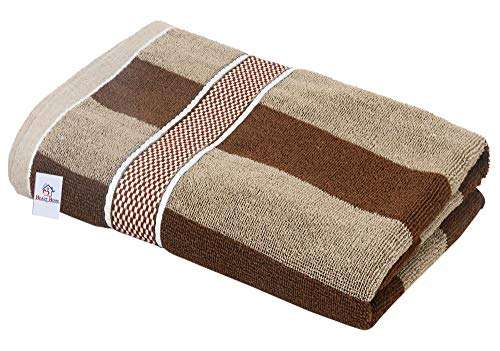 Heart Home Cotton 3 Pieces Bath Towel Super Soft, Fluffy, and Absorbent, Perfect for Daily Use 100% Cotton Towels, 500 GSM (Brown)-HEART11600 3
