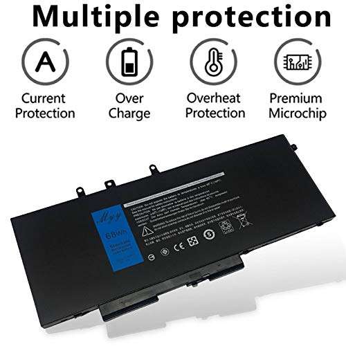 MYY GJKNX Laptop Battery Replacement for Dell Latitude 5480 5580 5280 5590 5490 E5480 E5580 E5490 E5590 Precision 15 3520 3530 Series GD1JP 0GD1JP DY9NT 0DY9NT 5YHR4 451-BBZG [7.6V 68Wh 8500mAh] 3