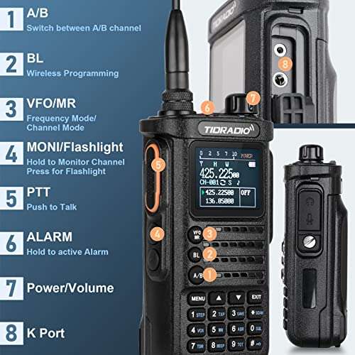 (2nd Gen) TIDRADIO TD-H8 10W HighPower Ham Radio Handheld,APP Programmable,Long Range Two Way Radio with 2500mAh Battery,Walkie Talkies Full Kit (2 Pack) 5