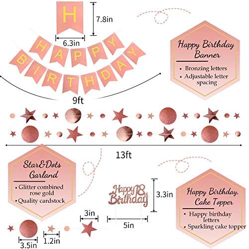 Rose Gold 40th Birthday Decorations - Banner, Balloon Numbers, Cake Topper, Curtain, Sash & Backdrop 3