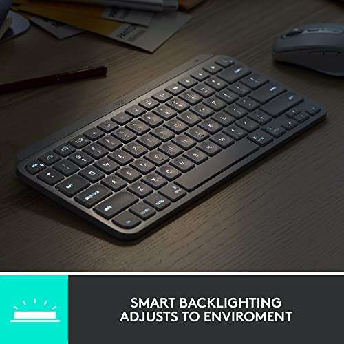 Logitech MX Keys Mini Wireless Illuminated Keyboard for Business, Compact, Logi Bolt Technology, Backlit, Rechargeable, Globally Certified, Windows/Mac/Chrome/Linux - Pale Gray 5