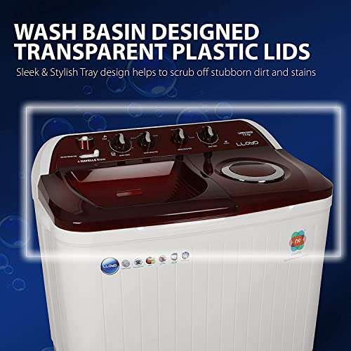 Havells-Lloyd 8.5 Kg 5 Star Semi-Automatic Top Load Washing Machine (LWMS85RDB Red, Active Soak) 6