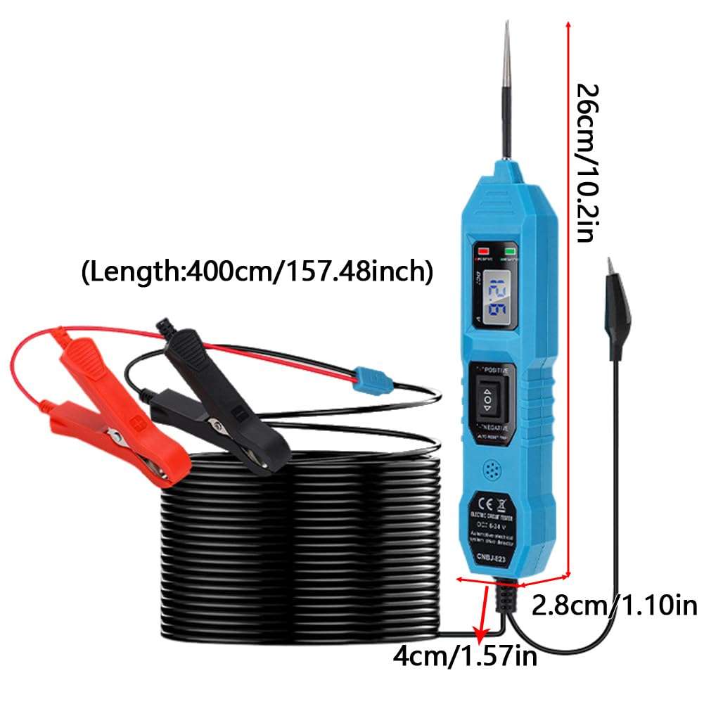 ikasus Electrical Diagnostic Tool Short Circuit Finder Automotive Power Circuit Tester with 16Ft Test Lead 6-24V DC LED Light Tester Fuse Tester Electric Light Test Pen Light for Switches, CNBJ-823 3