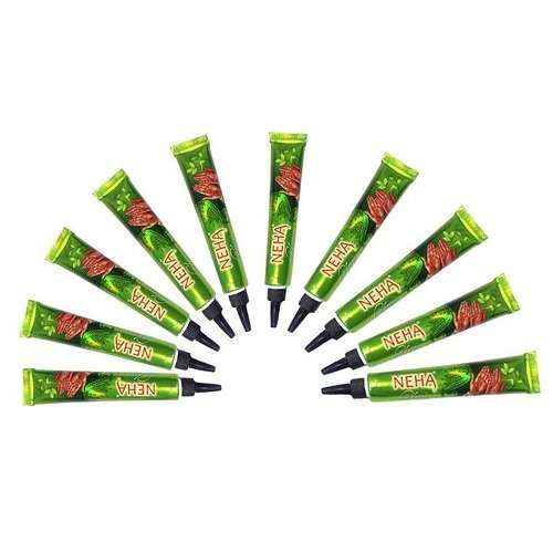 Neha Herbal Instant Dark Red Henna Mehendi Tattoo Paste Tubes (10pieces In Each Box) 1