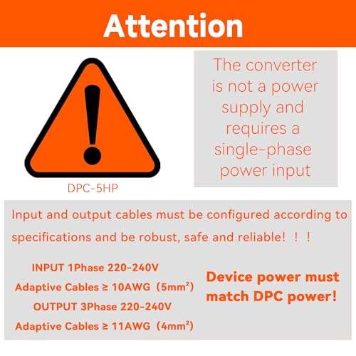 YMYP Single Phase to 3 Phase Converter - 5HP 15A 220V, Digital Phase Shifter for Residential and Light Commercial Use, 220V-240V Input/Output (One Converter for One Motor Only) 2