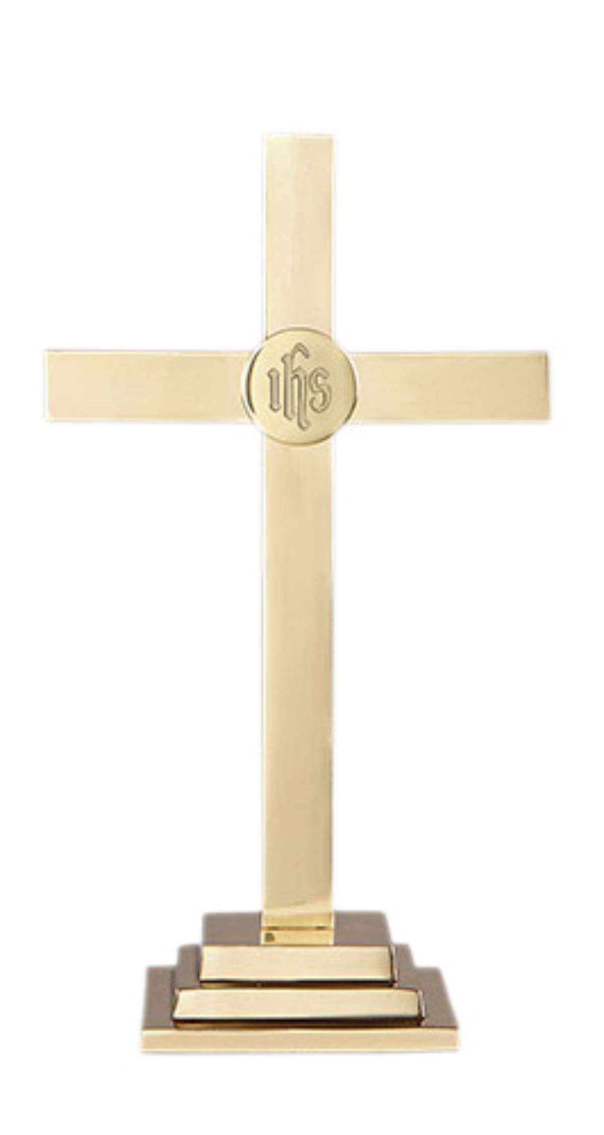 24 Inch Altar Cross - Square Base - Made of Solid Brass 1